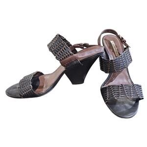 Via Spiga Rolanda Woven Leather Sandals Black and Brown Size 10
